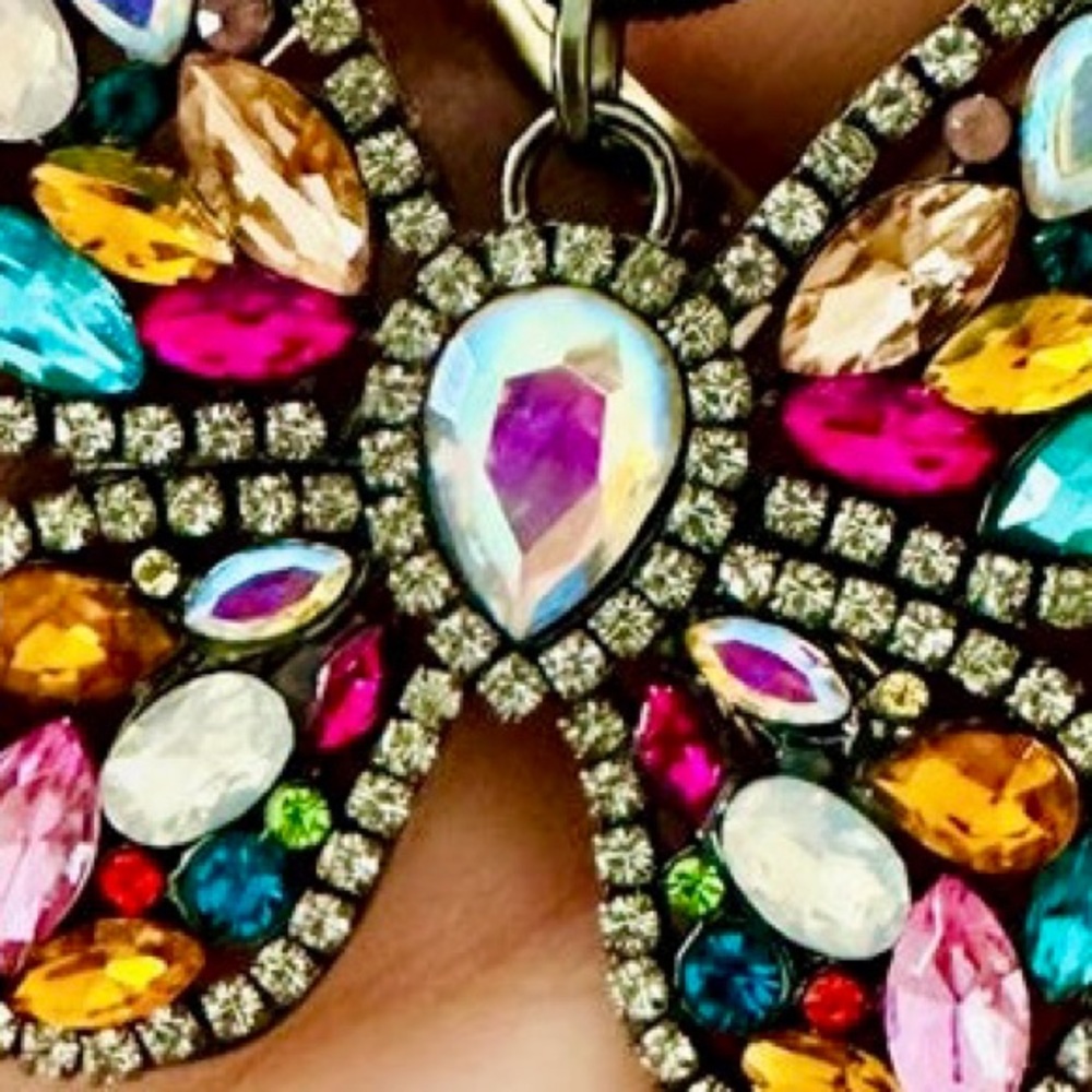 Colorful Rhinestone Butterfly Pendant/Necklace - Picture 7 of 7